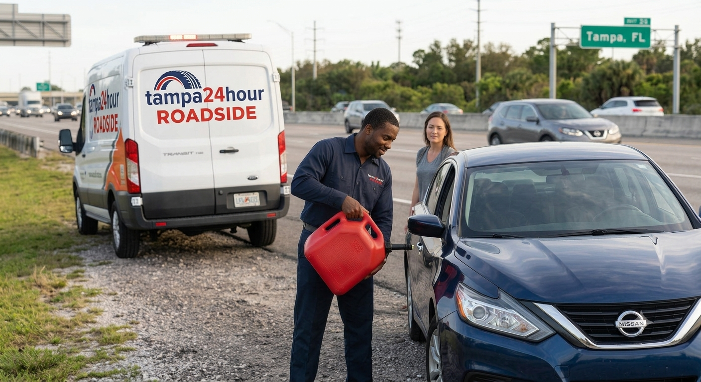 Tampa 24 Hour Roadside technician providing emergency gas & fuel delivery in Tampa, FL
