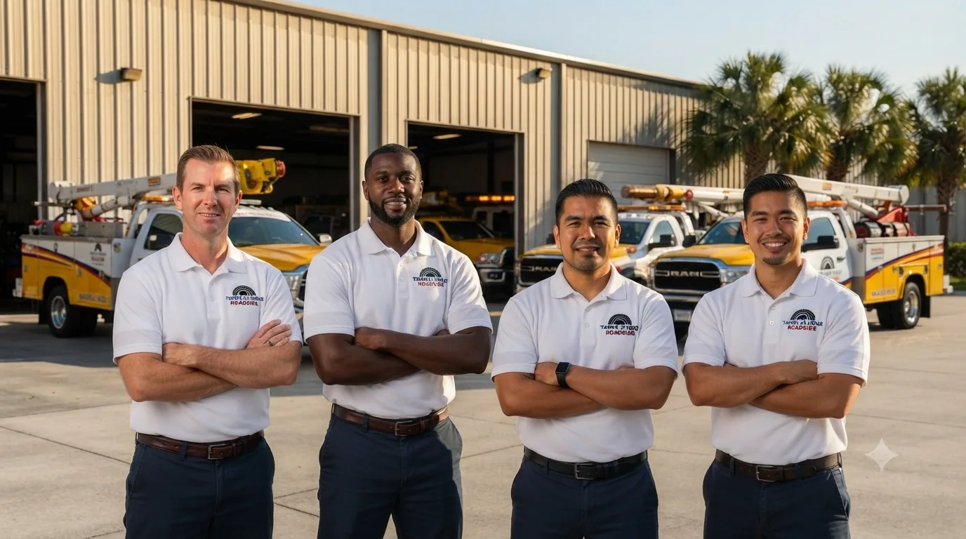 The Tampa 24 Hour Roadside technician team ready to help stranded drivers across Tampa Bay